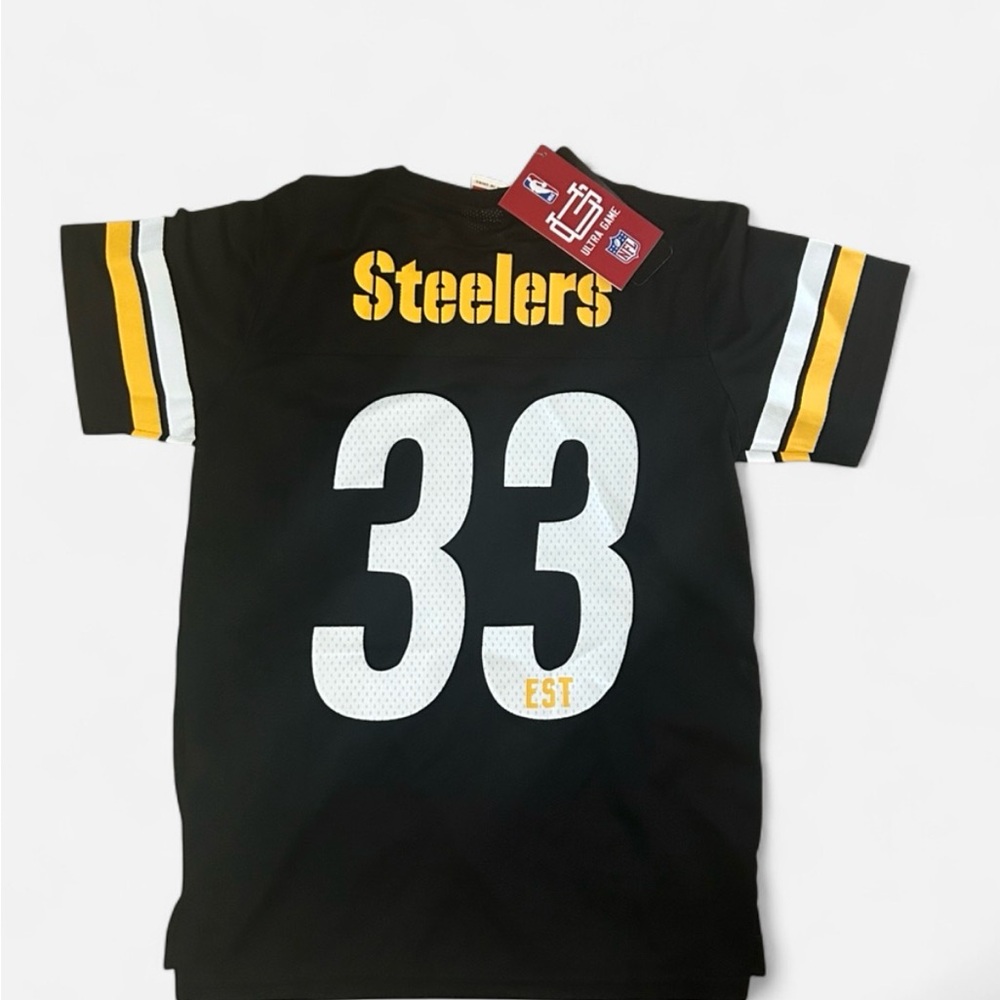 Steelers #33 Black Jersey Tee - Black & Gold